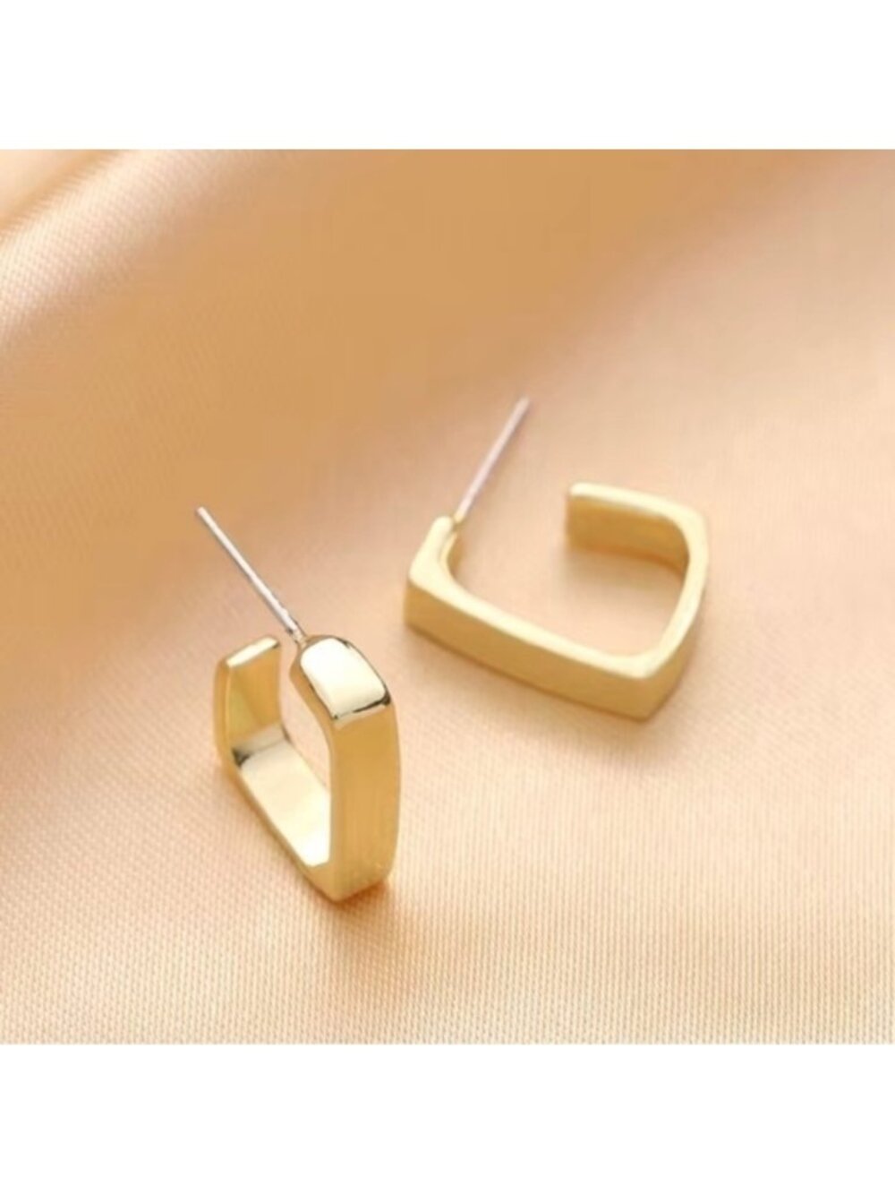 Gold Geometric Hoop Earrings - Picture 2 of 3